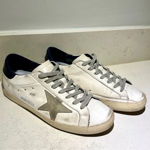 Golden Goose Women's Super-Star with suede star and blue heel tab Size 39